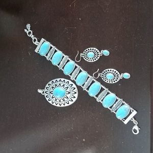 Lucky Brand turquoise look jewelry set